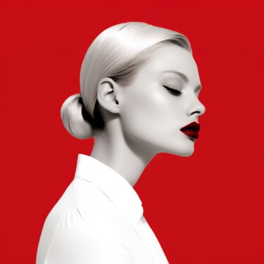 MINIMALISTIC WOMAN WITH RED LIPS